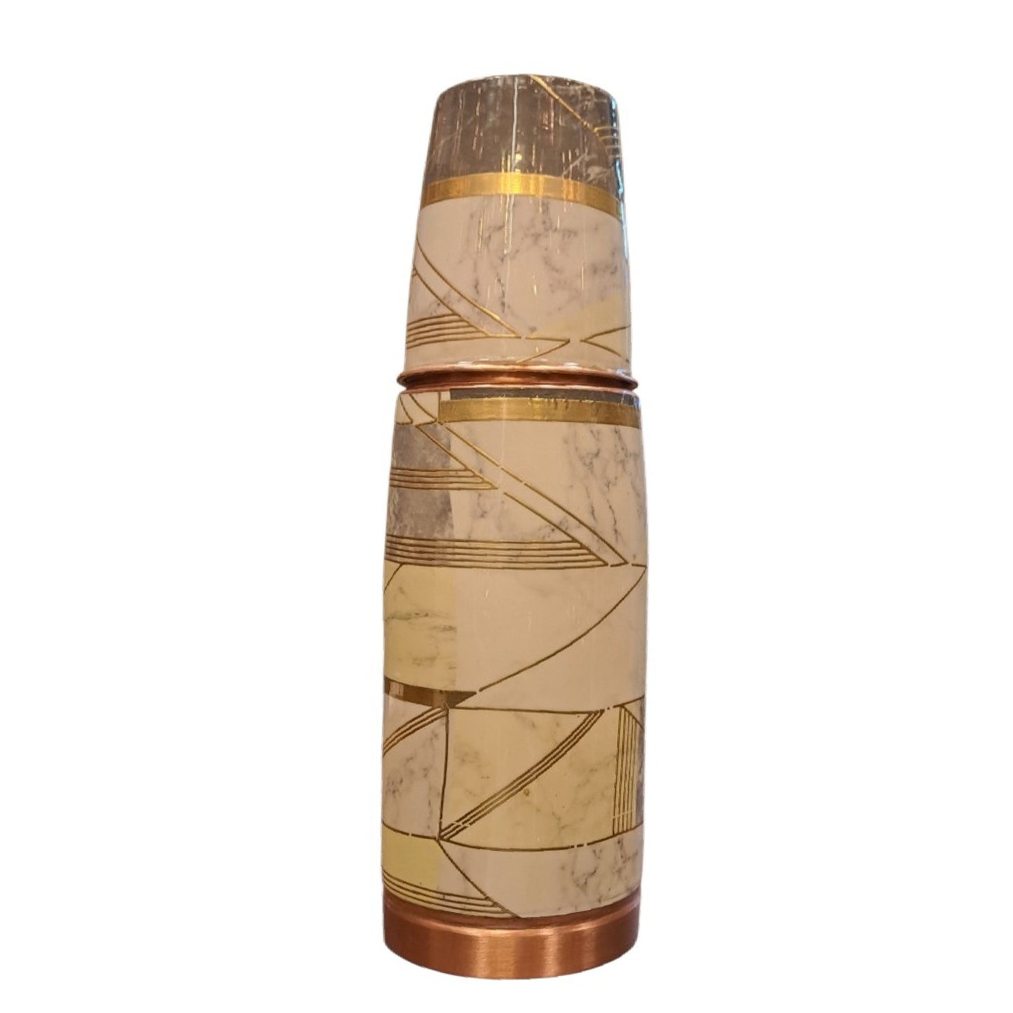 Copper Beautifully Printed Bottle with Glass - 1L