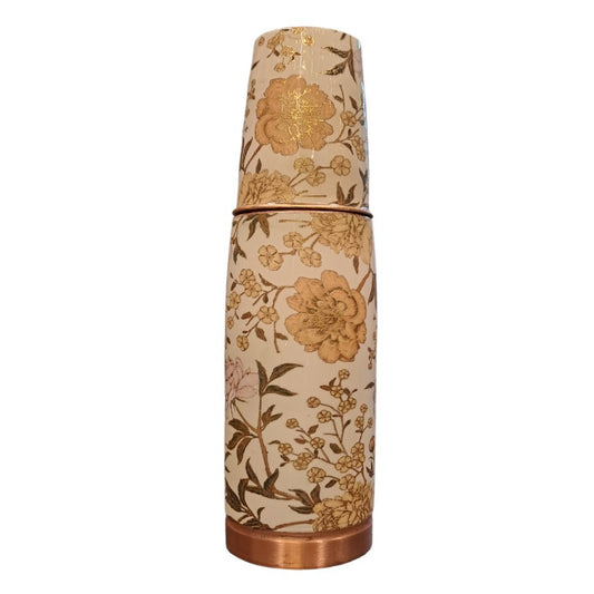 Beautifully Printed Copper Bottle with Glass 1L